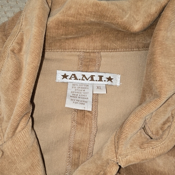 AMI Corduroy Jacket Women Xl Brown  Pockets Long Sleeve - Picture 9 of 9